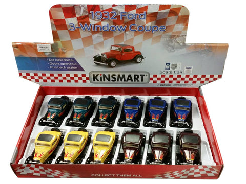 5" 1932 FORD 3- WIINDOWS COUPE FLAME Die Cast Car