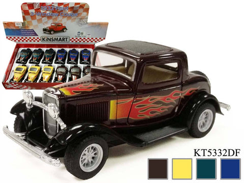 5" 1932 FORD 3- WIINDOWS COUPE FLAME Die Cast Car