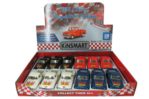 5" 1955 CHEVY STEPSIDE PICK UP W/DESIGN Die Cast Car